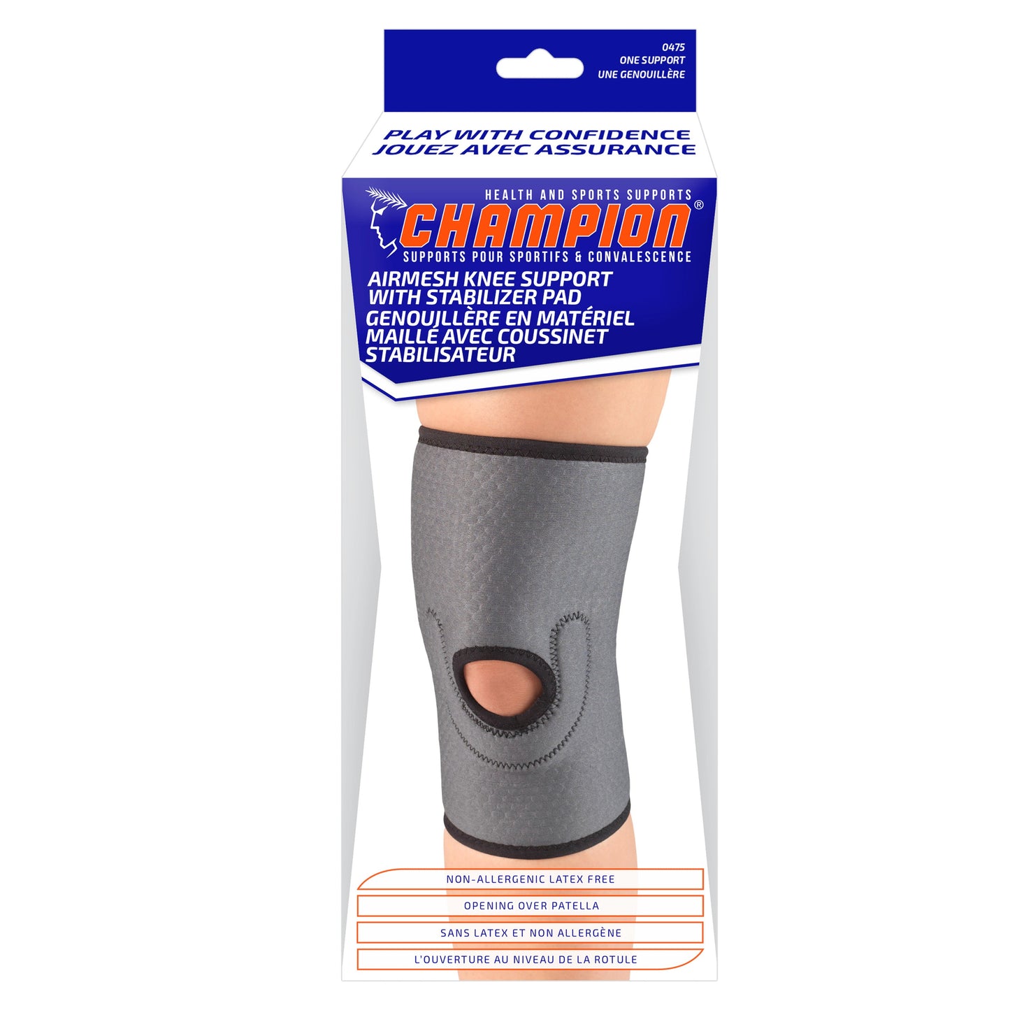 C-475 / AIRMESH KNEE SUPPORT WITH STABILIZER PAD
