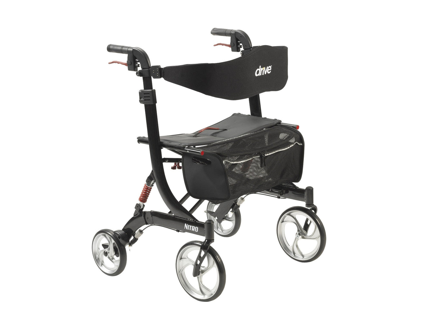Drive Medical Nitro Euro Style Walker Rollator, Heavy Duty, Black