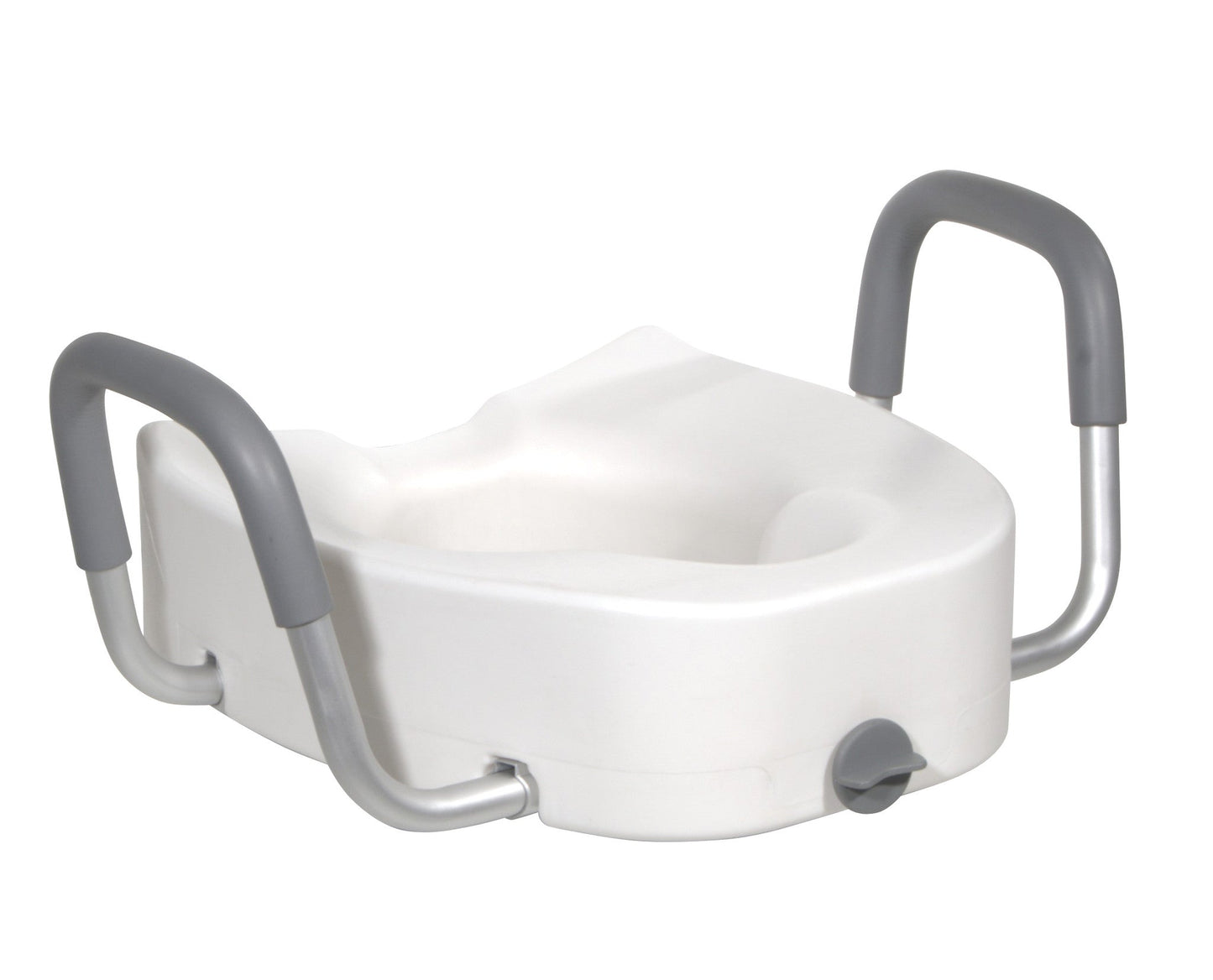 Drive Medical Premium Plastic Raised Toilet Seat with Lock and Padded Armrests, Elongated