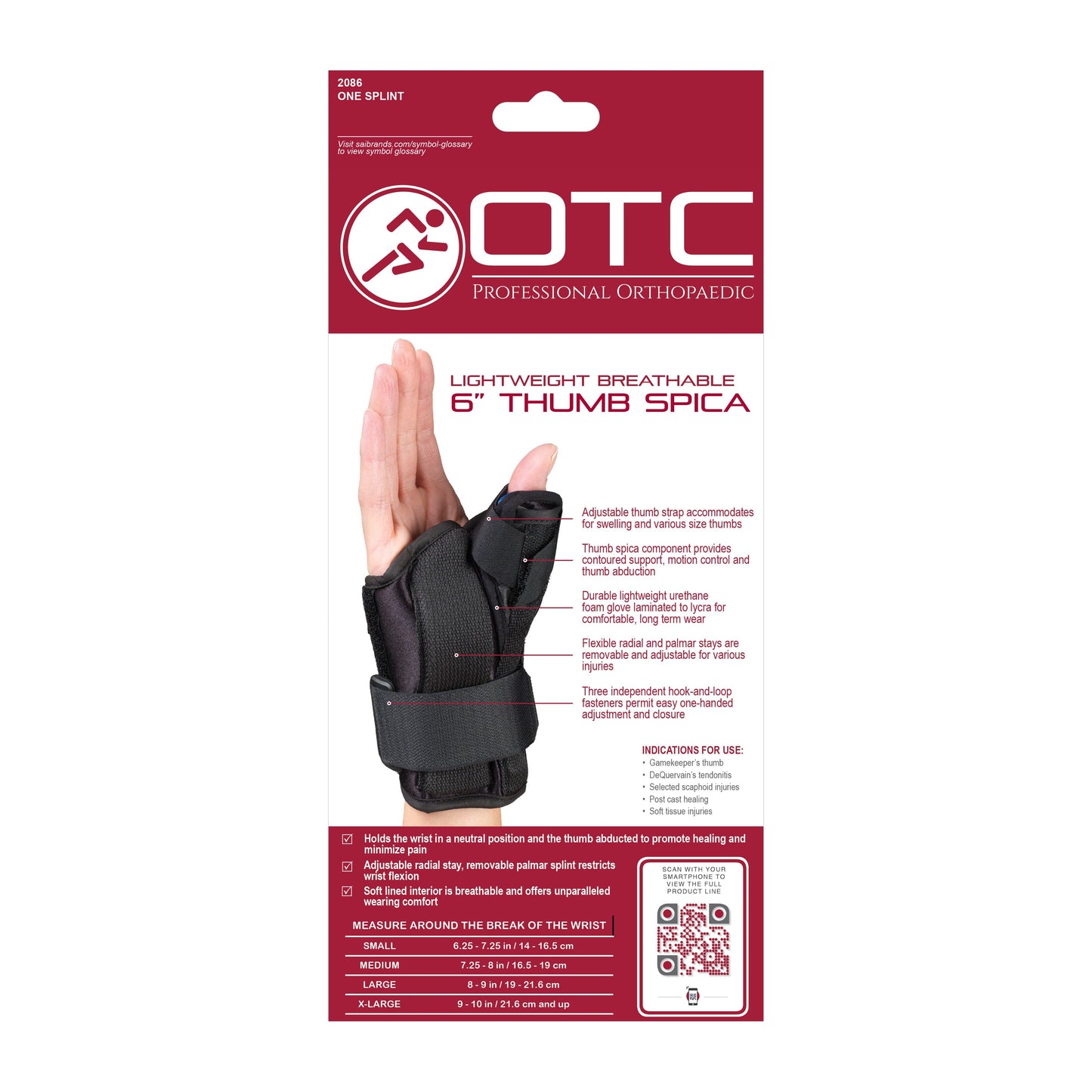 2086 / 6" WRIST / THUMB SPLINT / SPICA