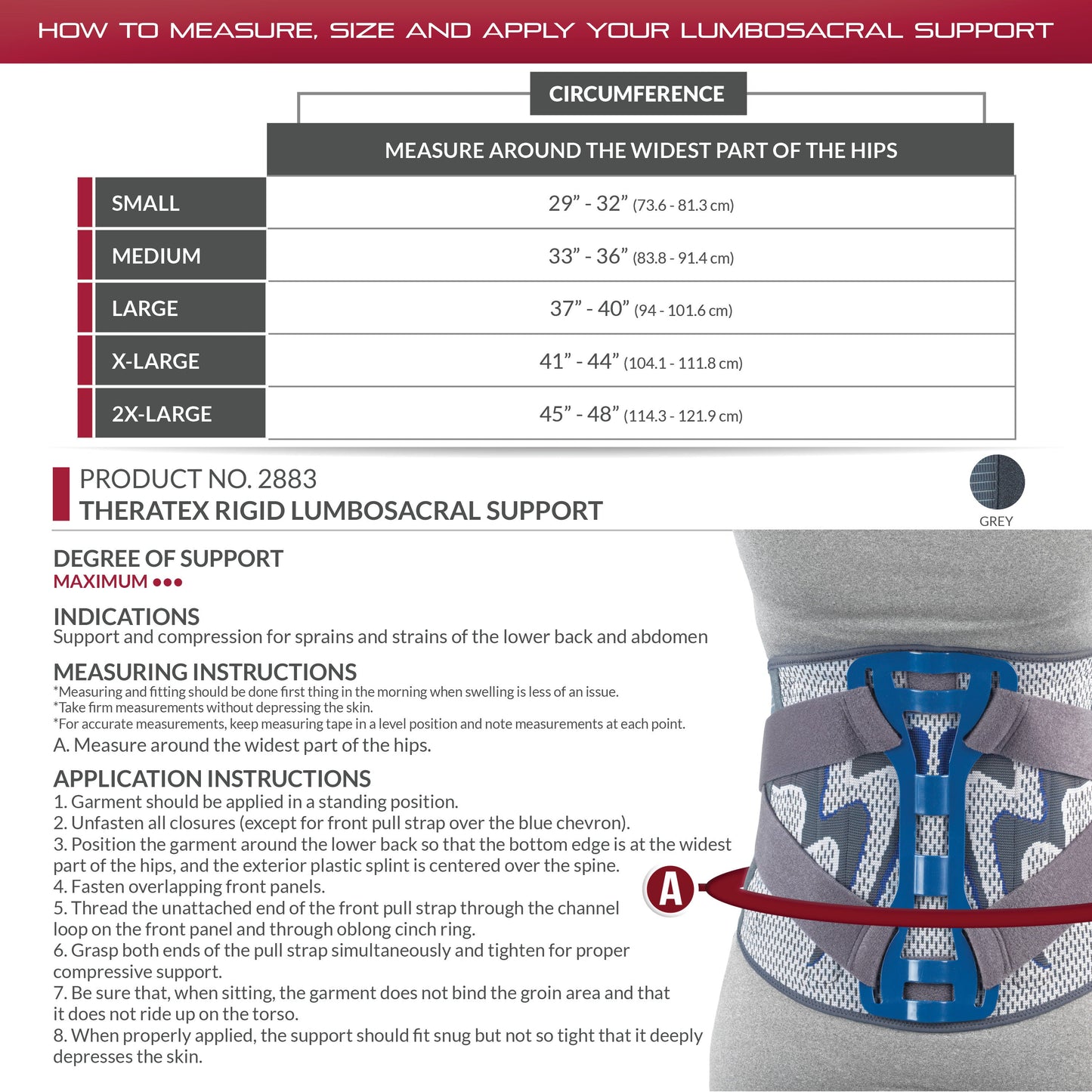 2883 / THERATEX RIGID LUMBOSACRAL SUPPORT