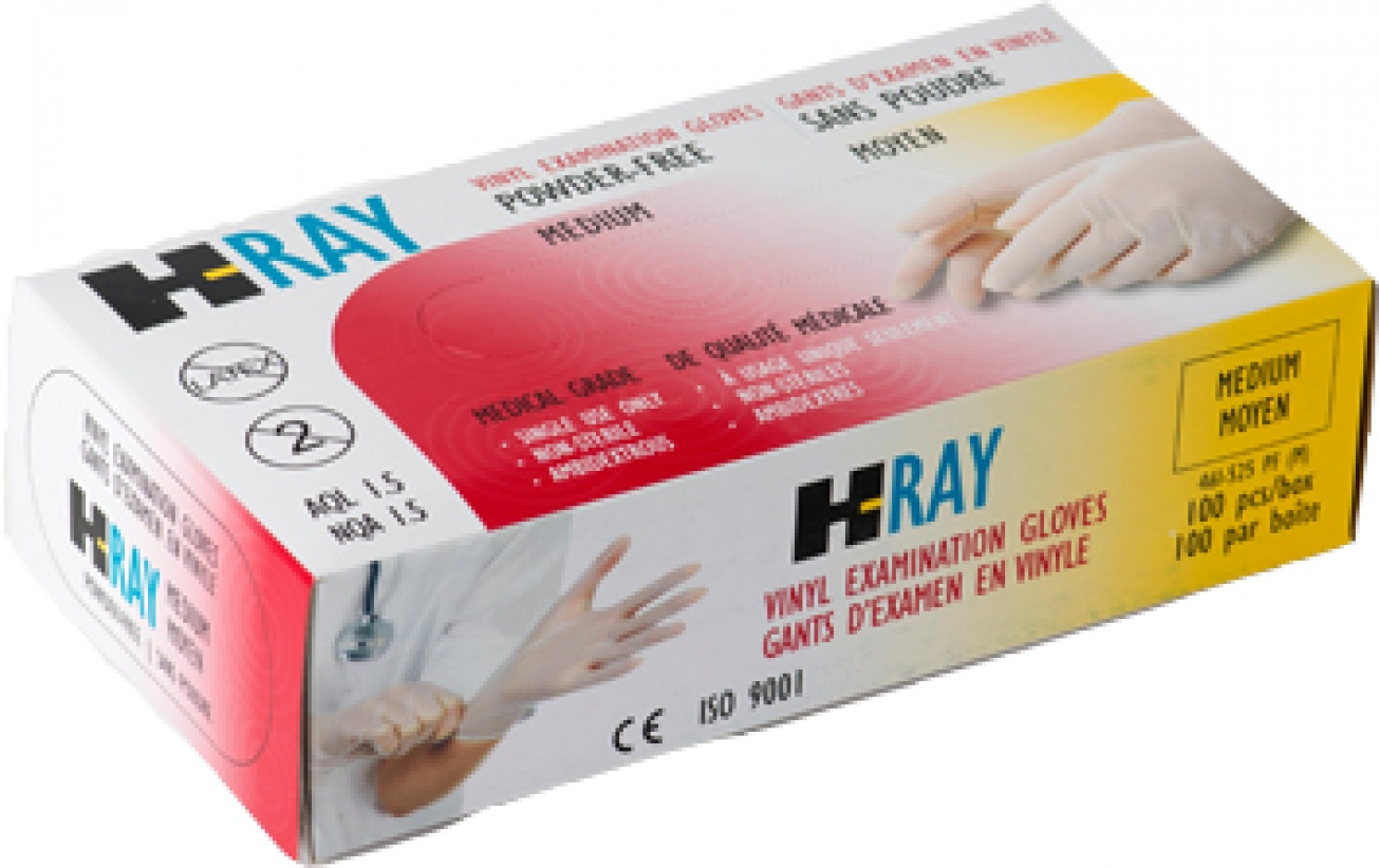 H-Ray Vinyl Disposable Gloves 100/Pack