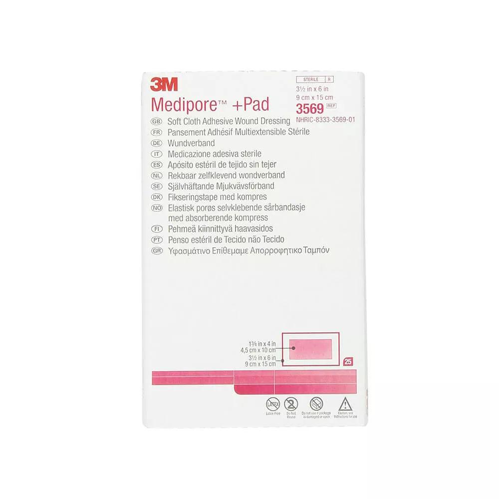 3M Medipore + Pad 3569 - (3 1/2"x6") - 25 Pads