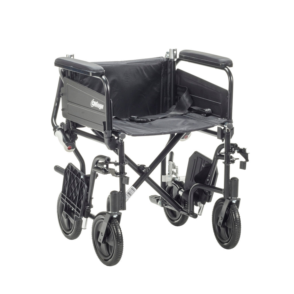 Airgo Comfort-Plus Lightweight Transport Chair – Flip-Back Arms, Shock-Absorbing Wheels, 300 lb