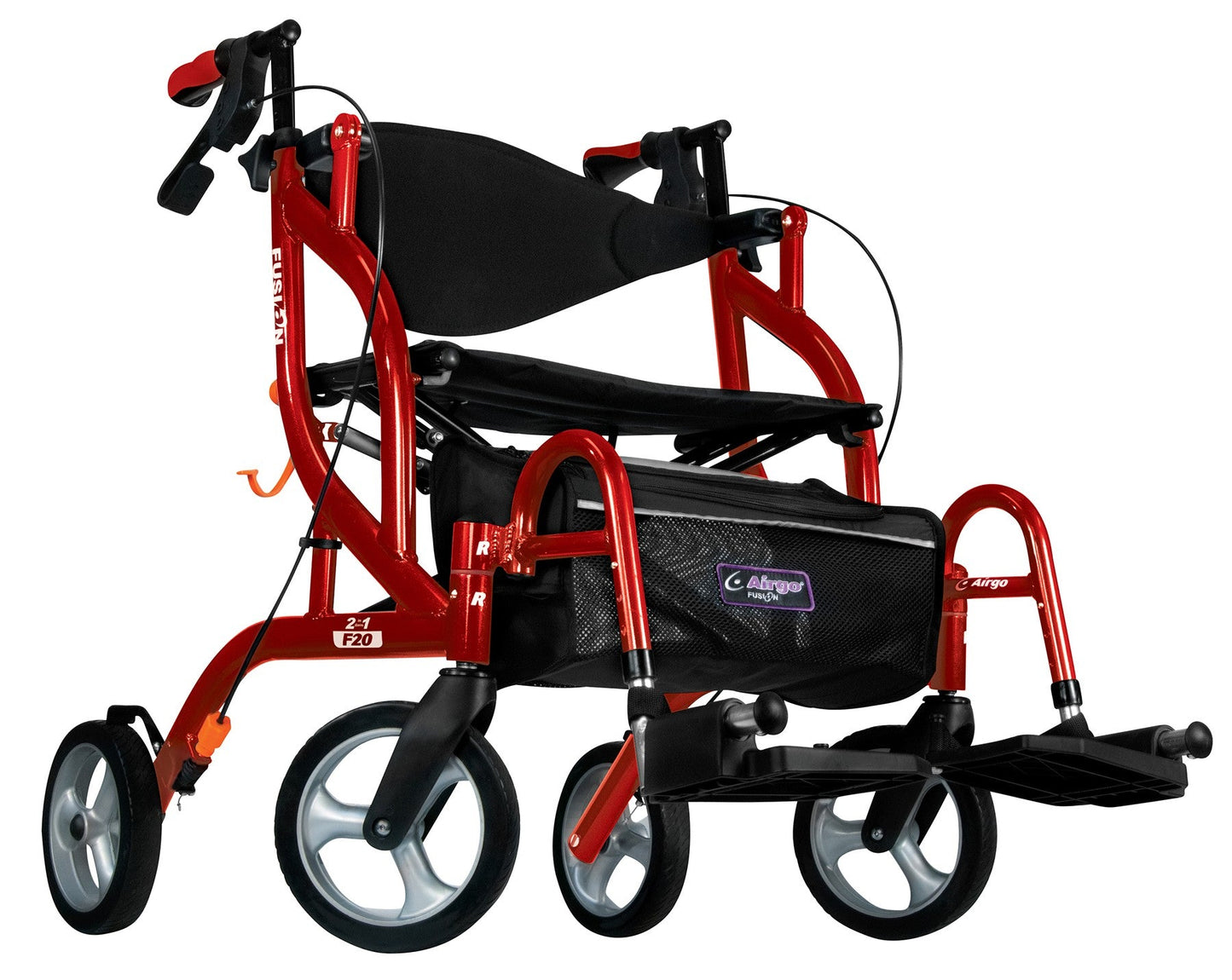 2-in-1 Rollator & Transport Chair – Airgo Fusion F20, Side-Folding, Heights 5'3"–5'11"