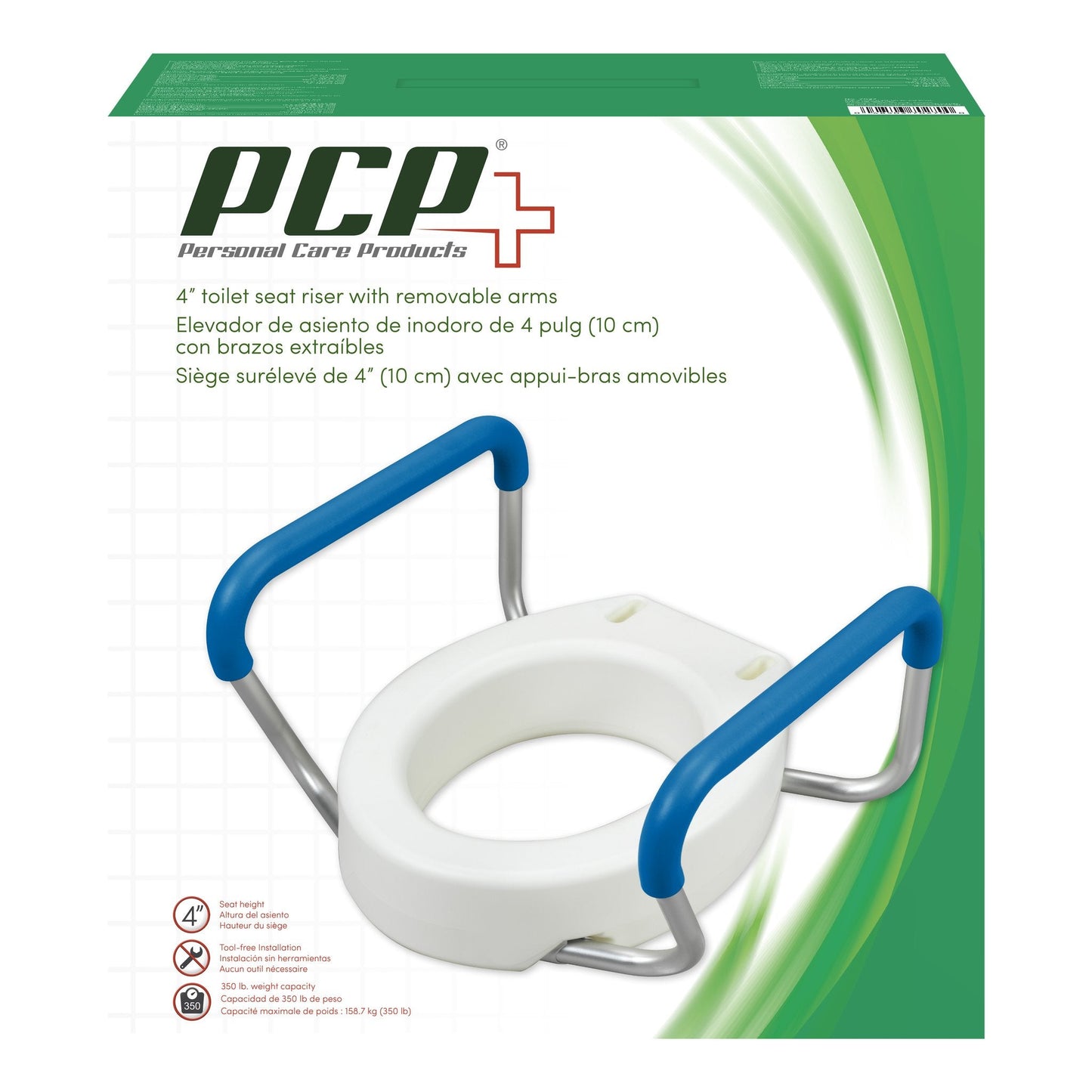 PCP 4” Toilet Seat Riser With Removable Arms
