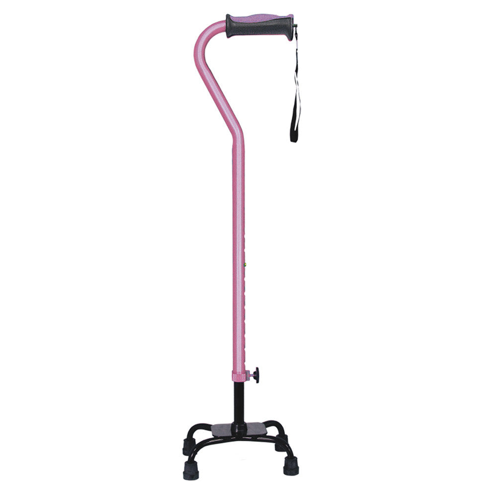 Hugo Adjustable Quad Cane for Right or Left Hand Use, Small Base, Rose