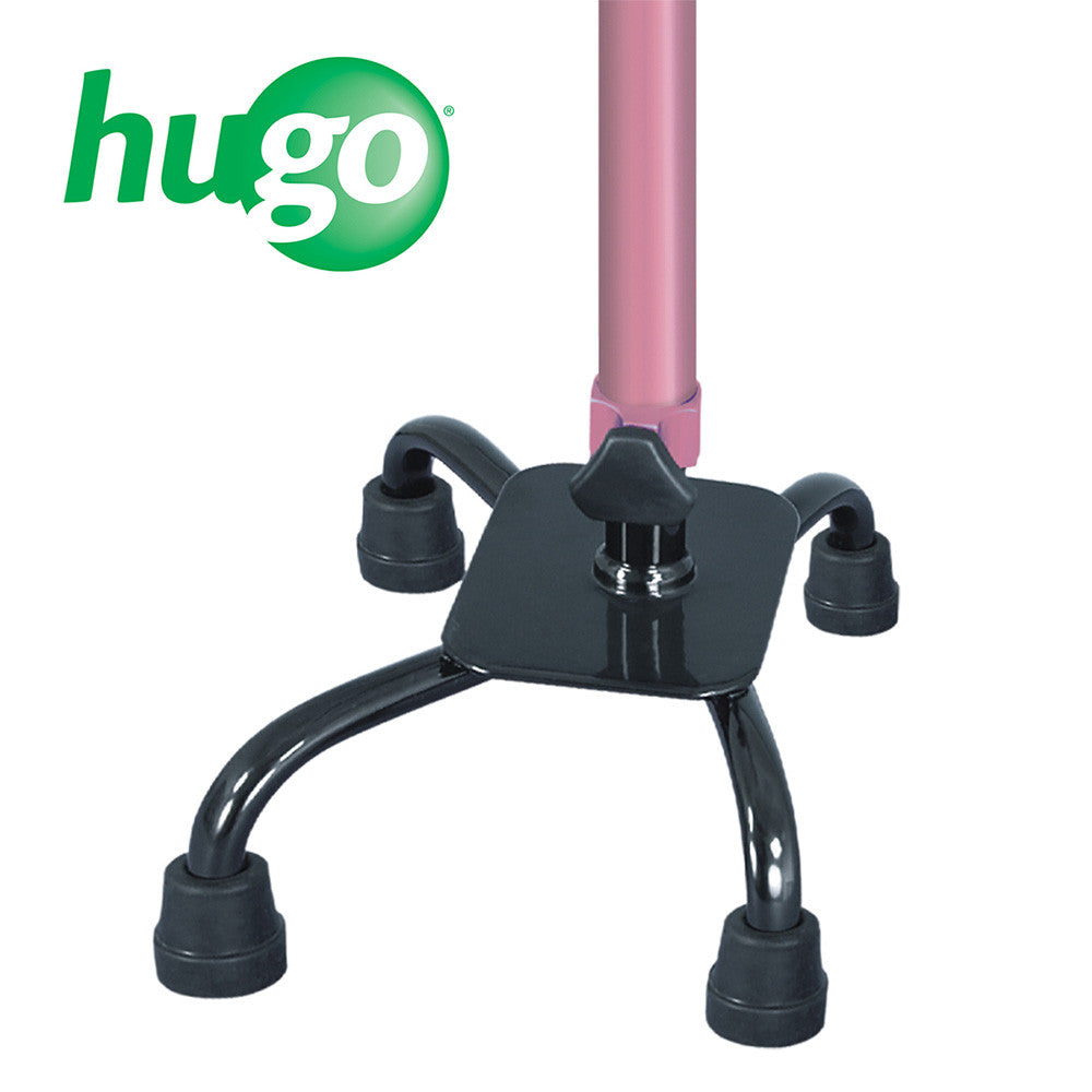 Hugo Adjustable Quad Cane for Right or Left Hand Use, Small Base, Rose