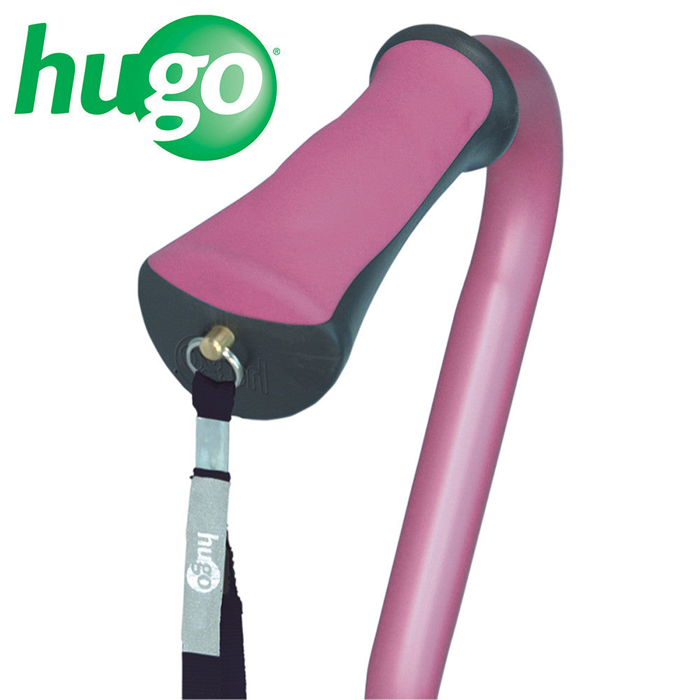 Hugo Adjustable Quad Cane for Right or Left Hand Use, Small Base, Rose