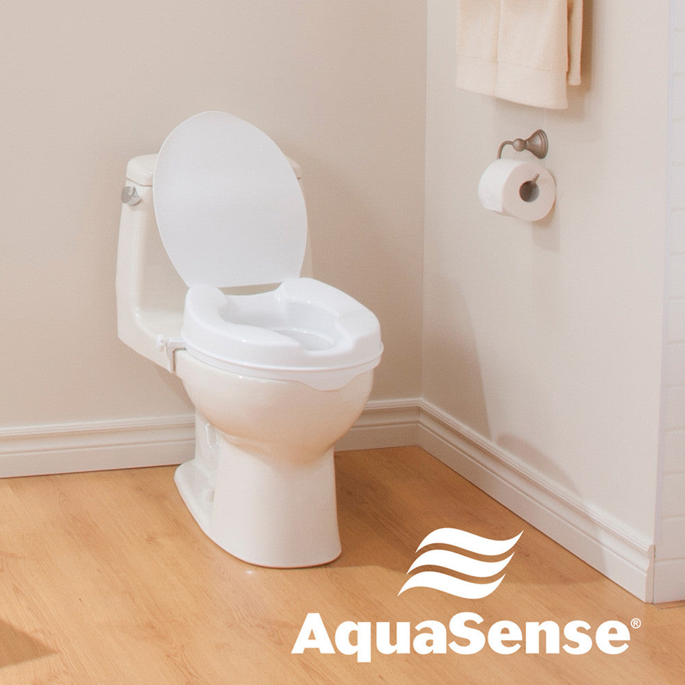 AquaSense Raised Toilet Seat with Lid, White, 2"