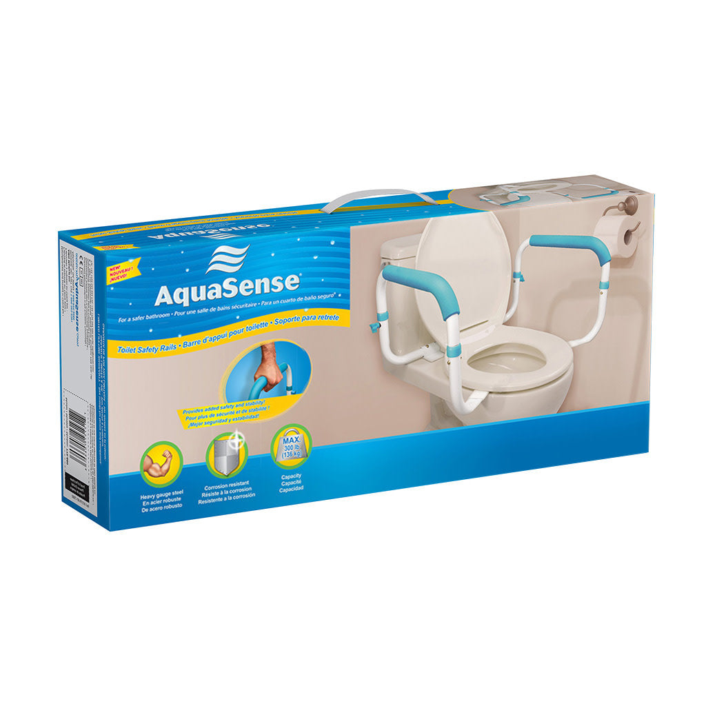 Toilet Safety Rails with Full-Length Padded Armrests – AquaSense, 300 lb Capacity