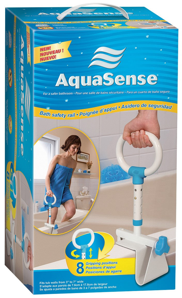 Aquasense Multi-Adjust Bathtub Safety Rail with Steel Construction, White