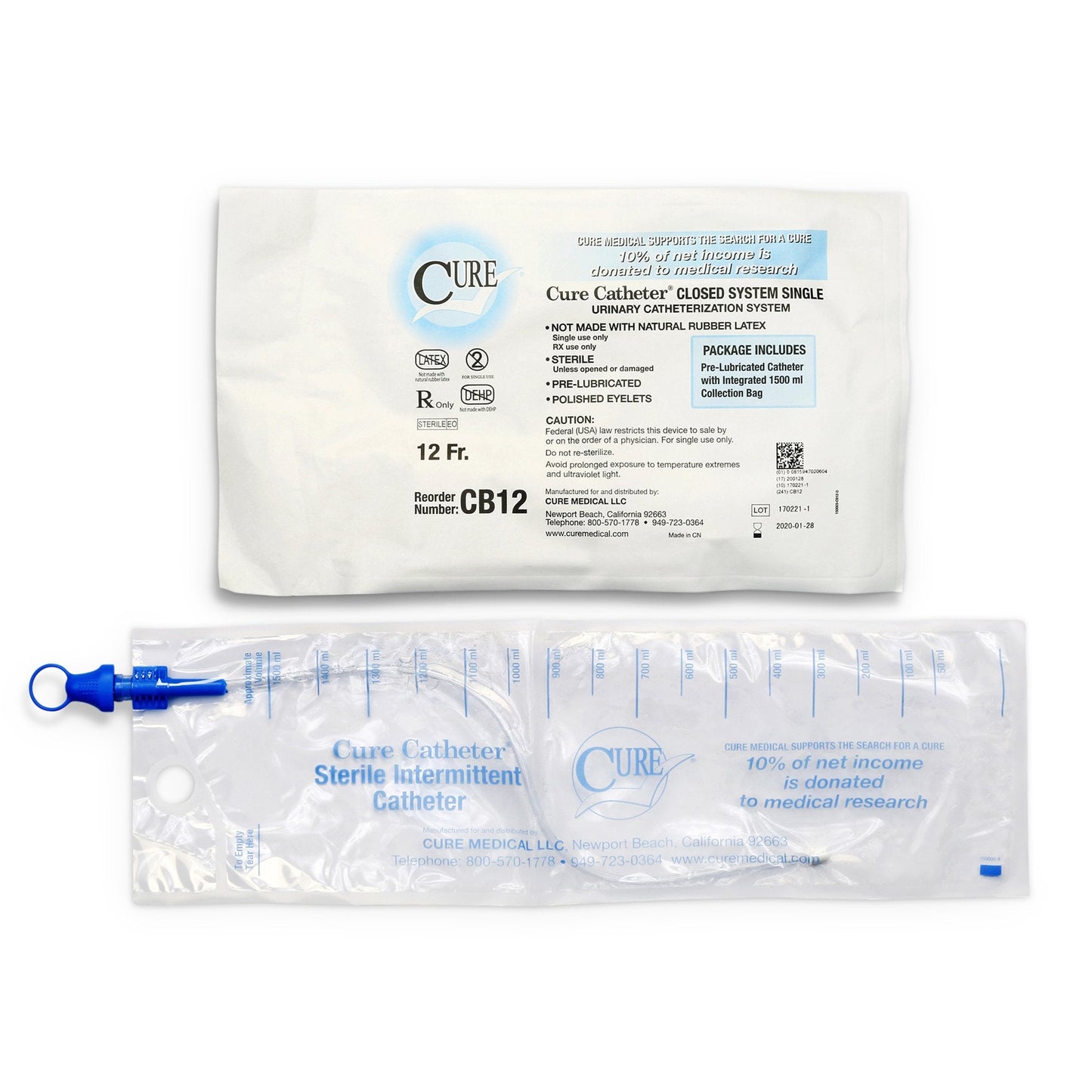 Cure Catheter Closed System Straight Tip