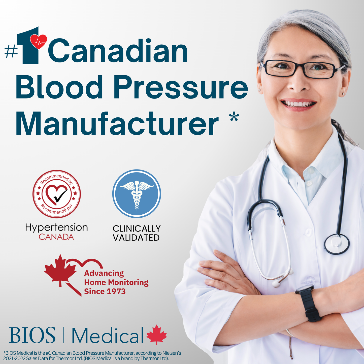 Blood Pressure Monitor – with Atrial Fibrillation Screening; The #1 Canadian Blood Pressure Manufacturer*(BD350)