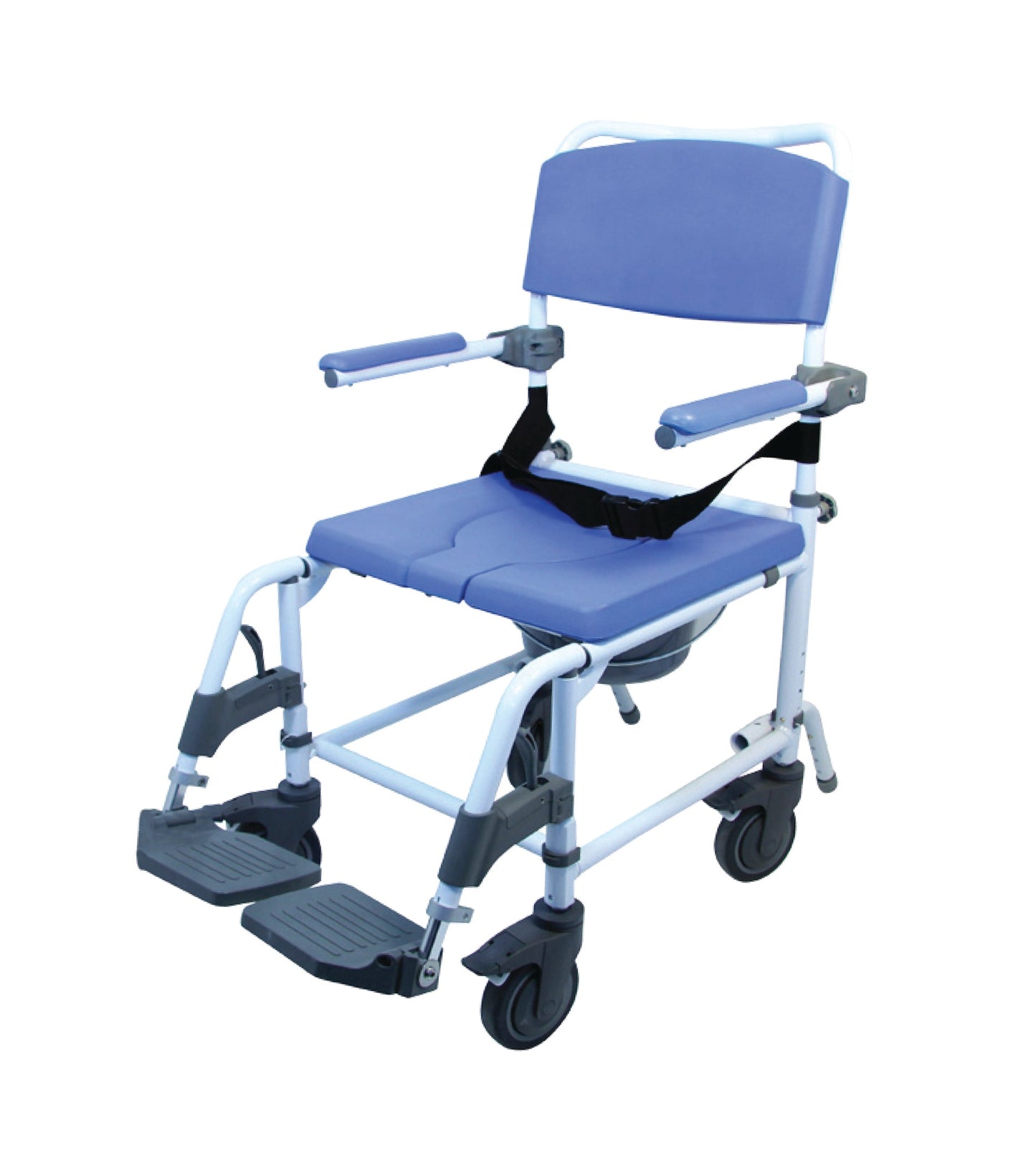 22" / 56 cm Aluminum Shower & Commode Chair with 24"/60" cm rear wheels