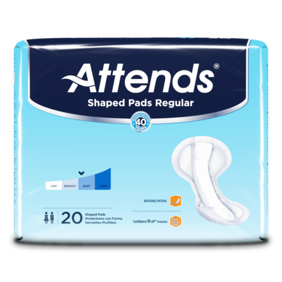 Attends Shaped Regular Pads Length: 24.5"in