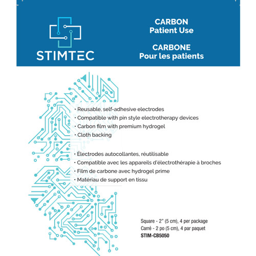 StimTec 2" square Carbon Electrodes 4/pack