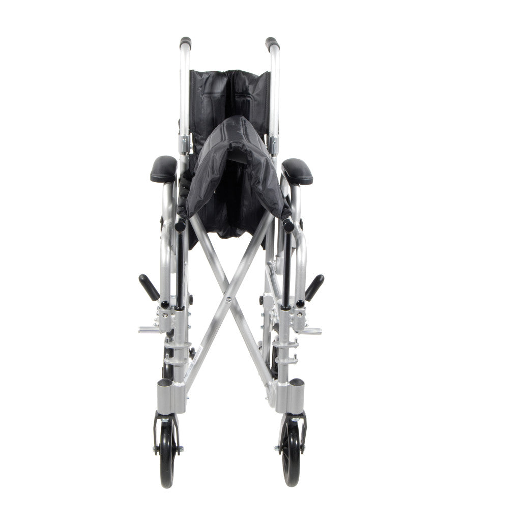 Poly Fly Lightweight Transport Chair Wheelchair – Swing Away Footrests, 18" Seat, 250 lb