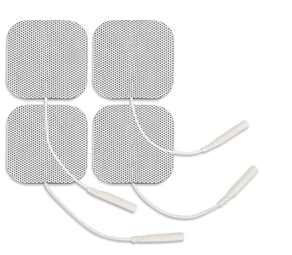 TENS Unit Electrode Pads, White Cloth Backed, 2 x 2 Square ( 4 Pads )