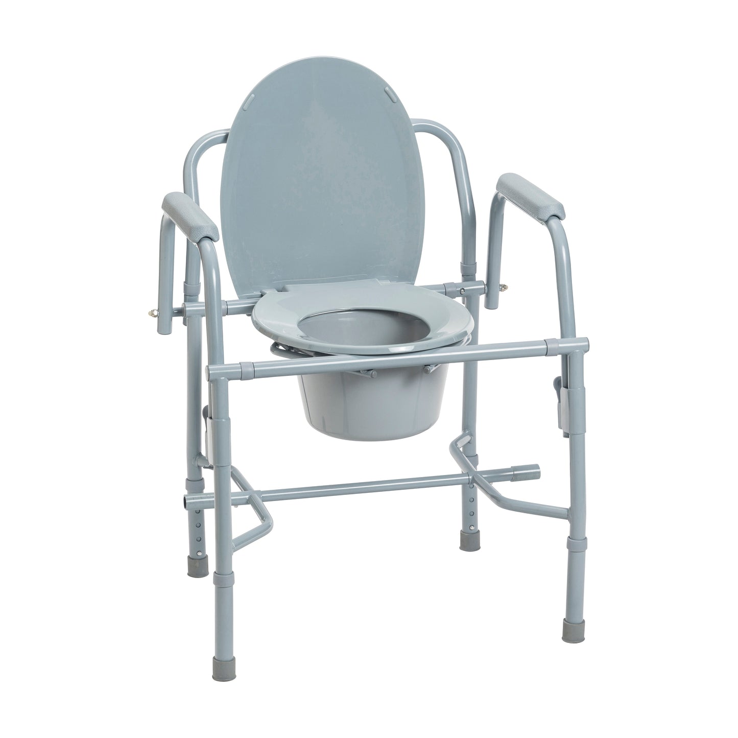 Drive Meidcal Steel Drop Arm Bedside Commode with Padded Arms
