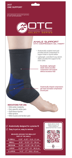 Airway Surgical OTC Ankle Support With Compression Gel Insert Charcoal