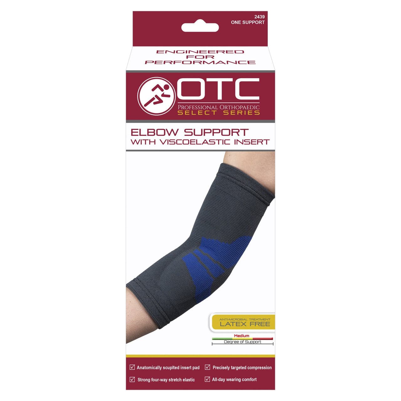 Airway Surgical OTC Elbow Support With Compression Gel Insert And Encircling Strap Charcoal