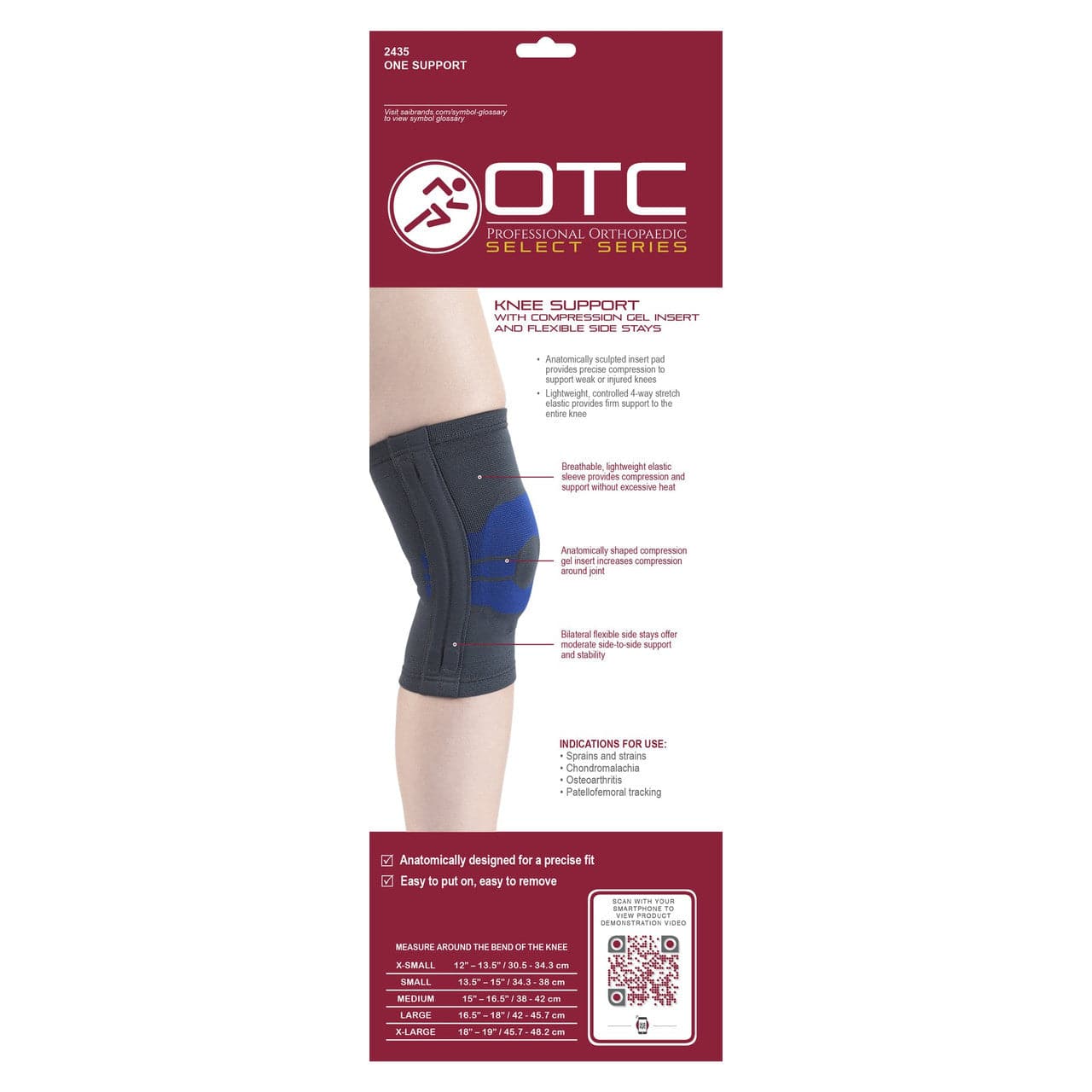 Airway Surgical OTC Knee Support With Compression Gel Insert and Flexible Stays Charcoal