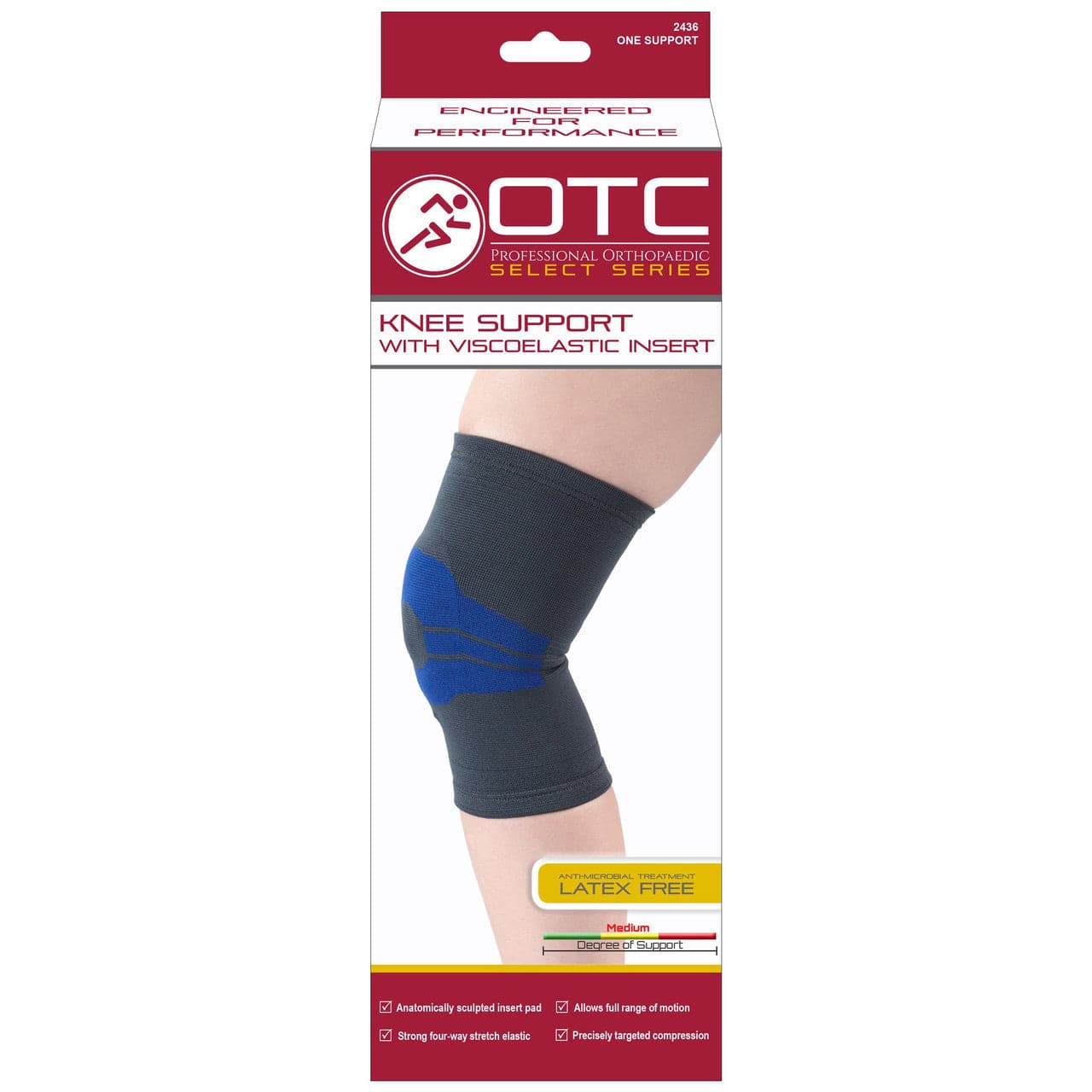 Airway Surgical OTC Knee Support With Compression Gel Insert Charcoal