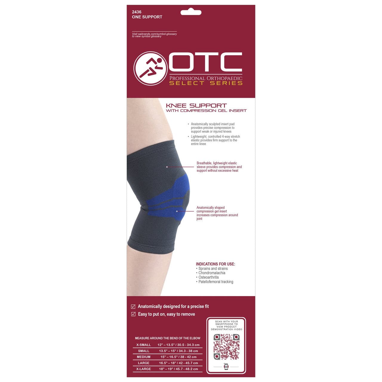 Airway Surgical OTC Knee Support With Compression Gel Insert Charcoal