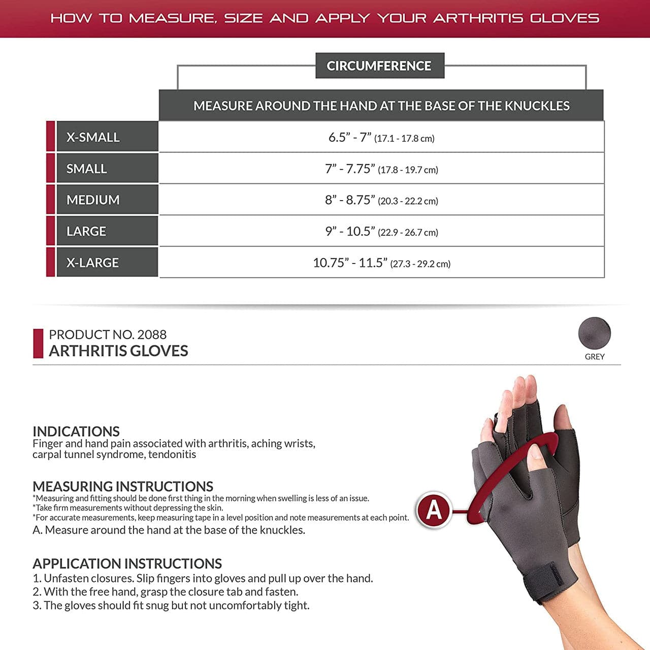 Airway Surgical OTC Neoprene Arthritic Gloves Unisex - Black (pair)