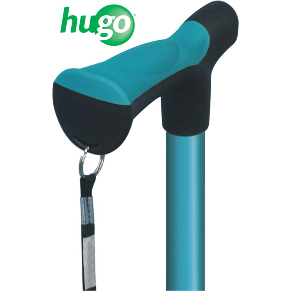 Hugo Adjustable Derby Handle Cane with Reflective Strap – Aquamarine, 300 lb