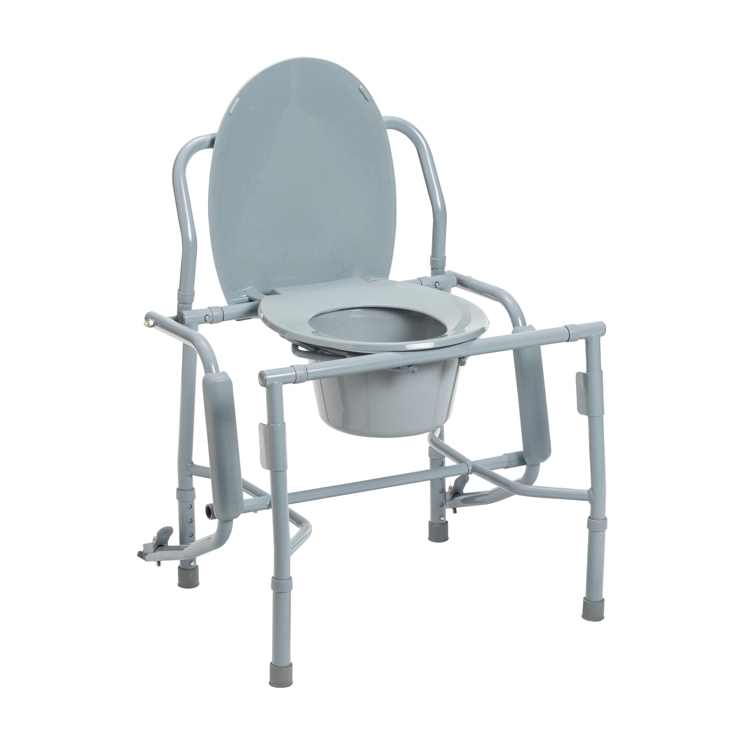 Drive Meidcal Steel Drop Arm Bedside Commode with Padded Arms