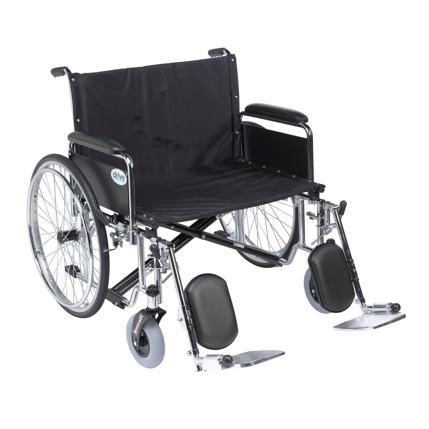 Drive Medical Sentra EC Heavy Duty Extra Wide Wheelchair, Detachable Full Arms, Elevating Leg Rests, 28" Seat