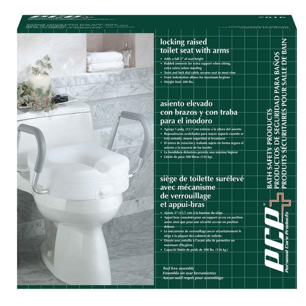 PCP 5" Molded Raised Toilet Seat with Removable Arms