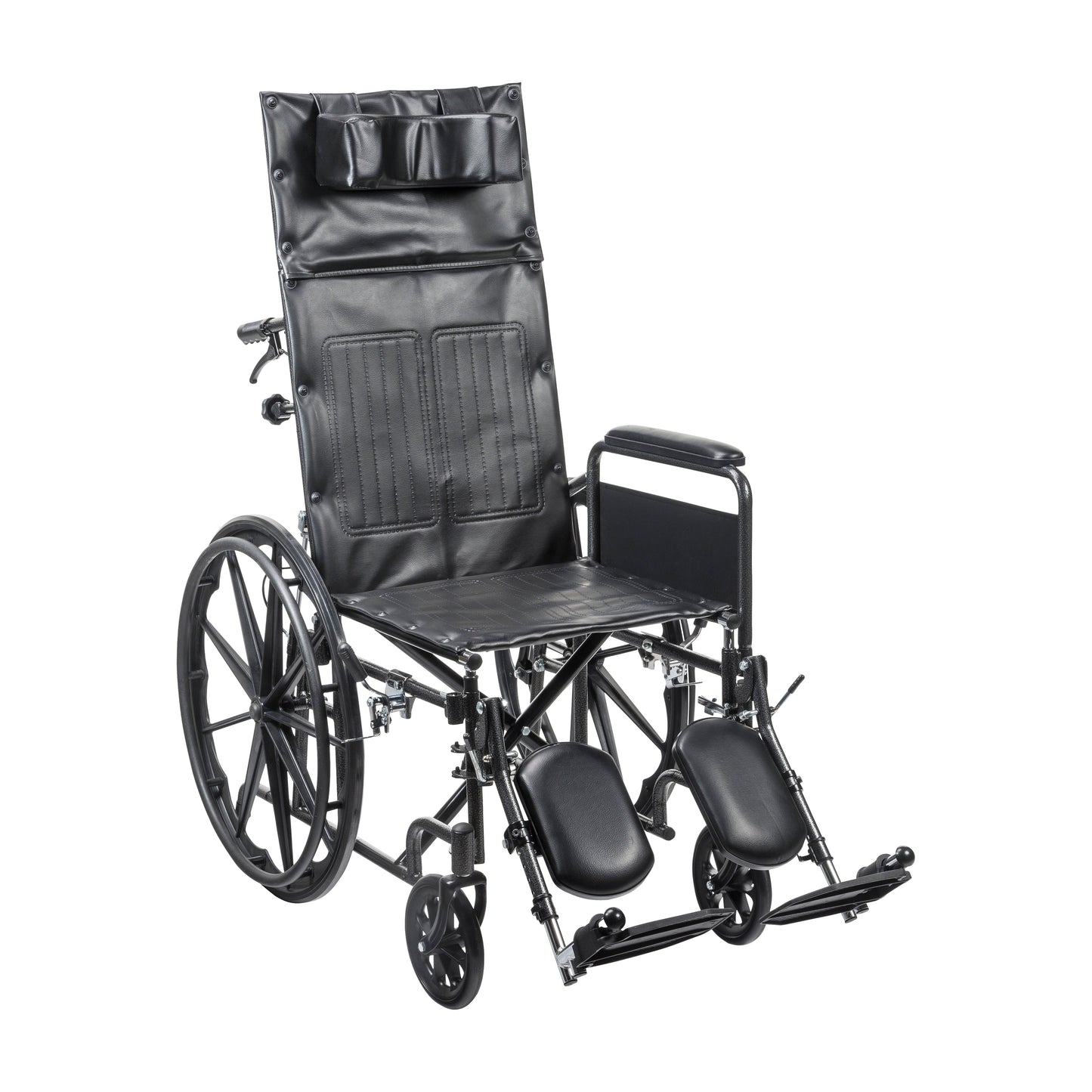 Drive Medical Silver Sport Full-Reclining Wheelchair, Full Arms, 20" Seat