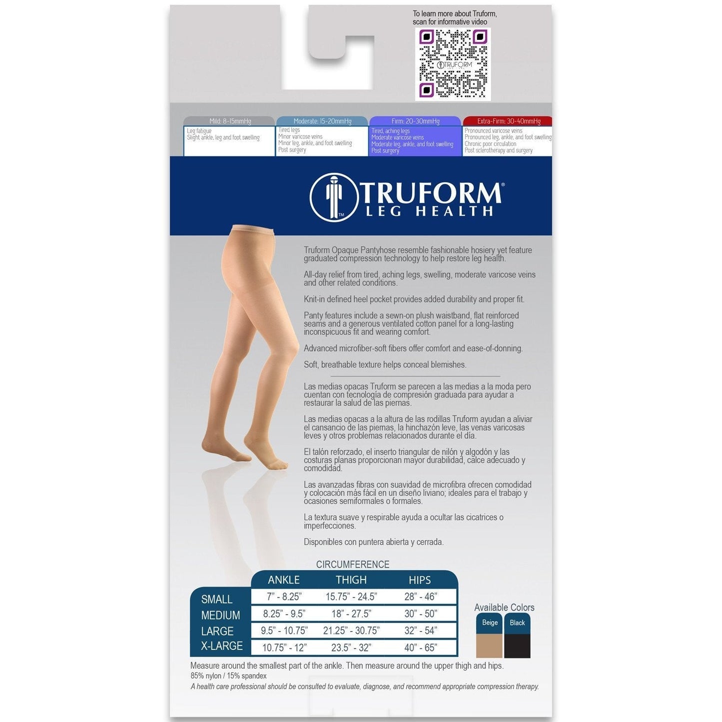 Ladies' Opaque Pantyhose Closed Toe/ 0375 15-20 mmHg
