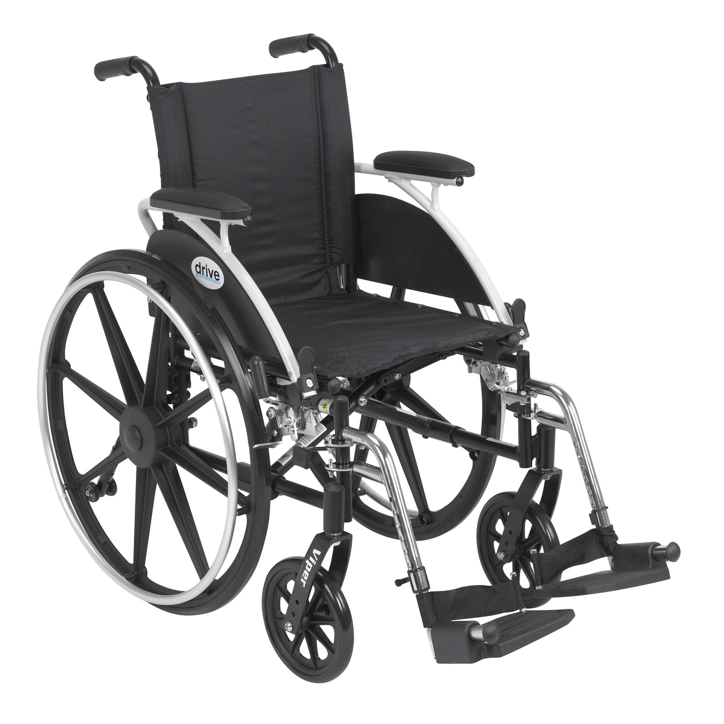 Drive Medical Viper Wheelchair with Flip Back Removable Arms, Desk Arms, Swing away Footrests, 14" Seat