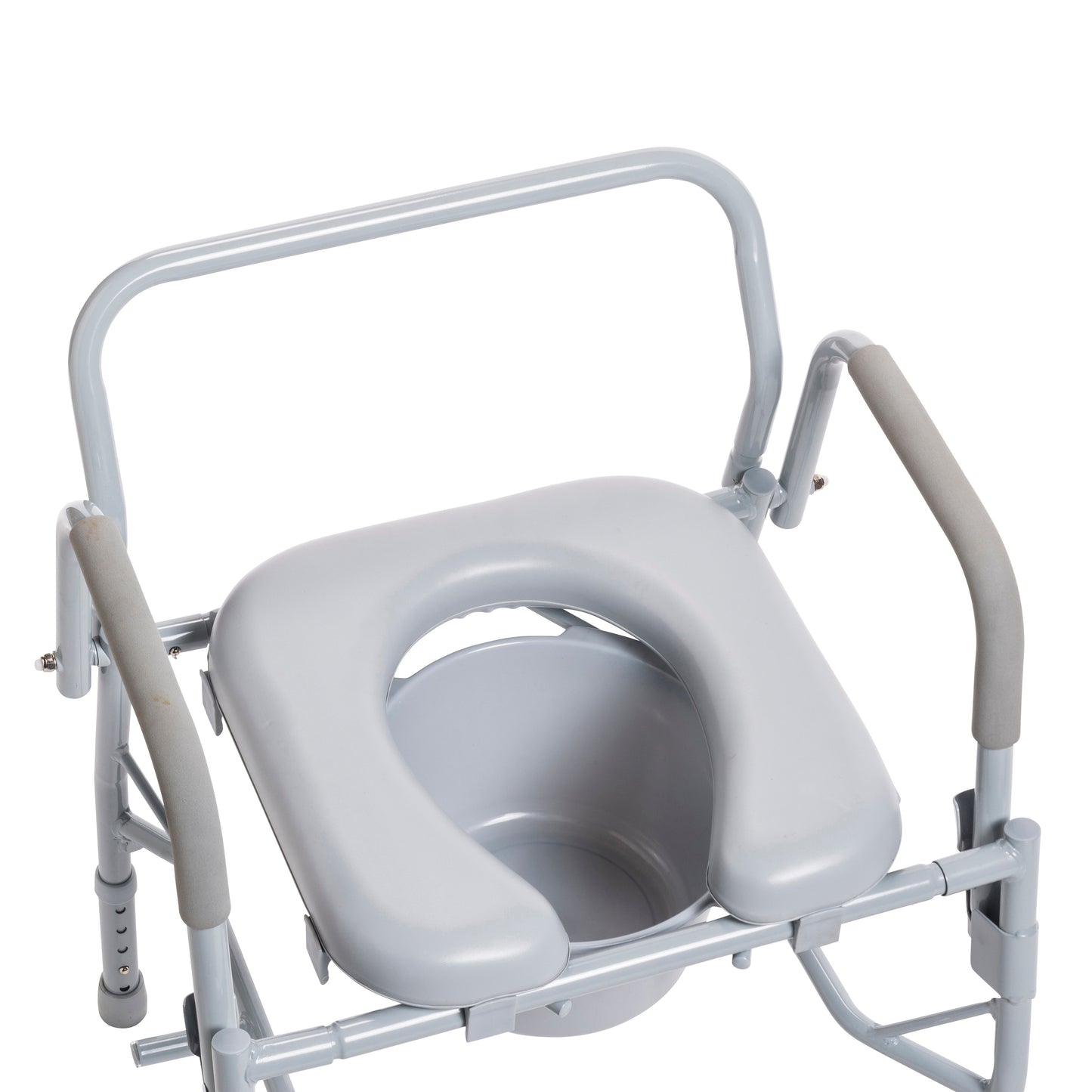 Drive Medical Steel Drop Arm Bedside Commode with Padded Seat and Arms