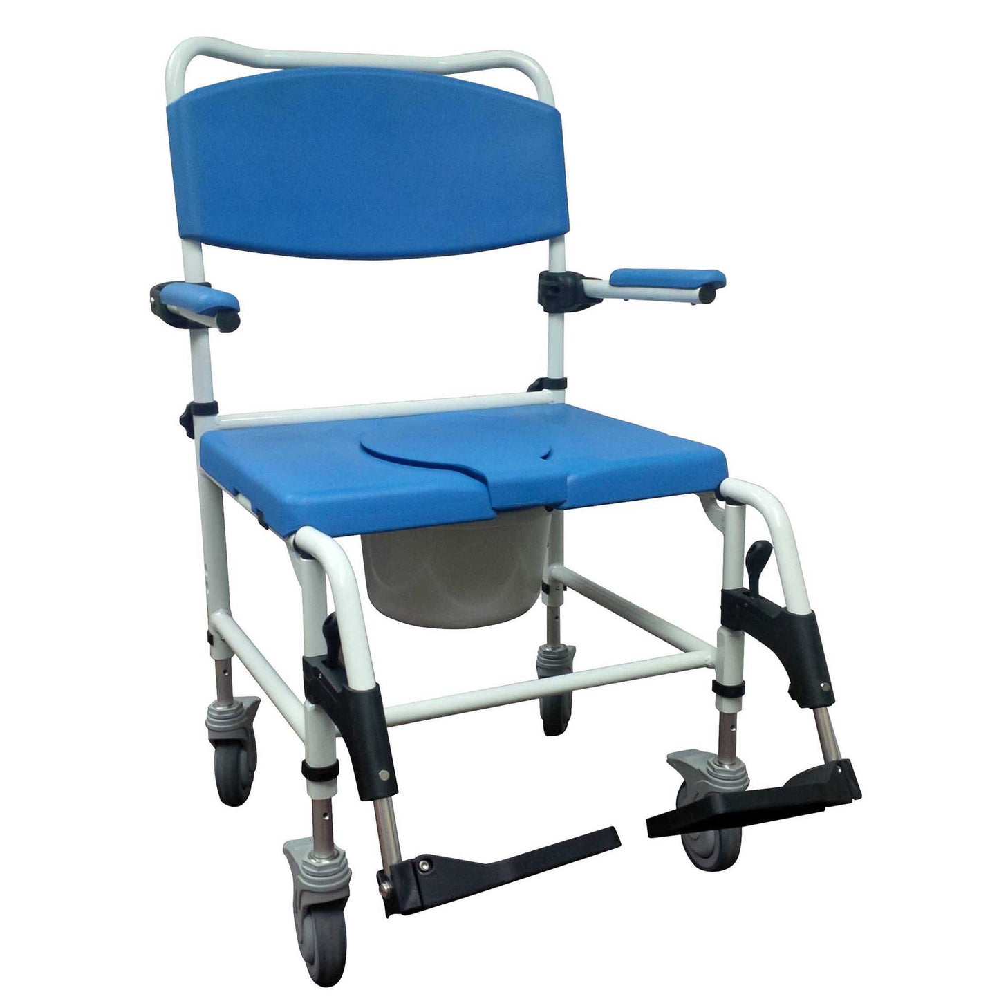 Bariatric Rehab Shower Commode Chair – Drive Medical Aluminum, 500 lb, 5" Casters