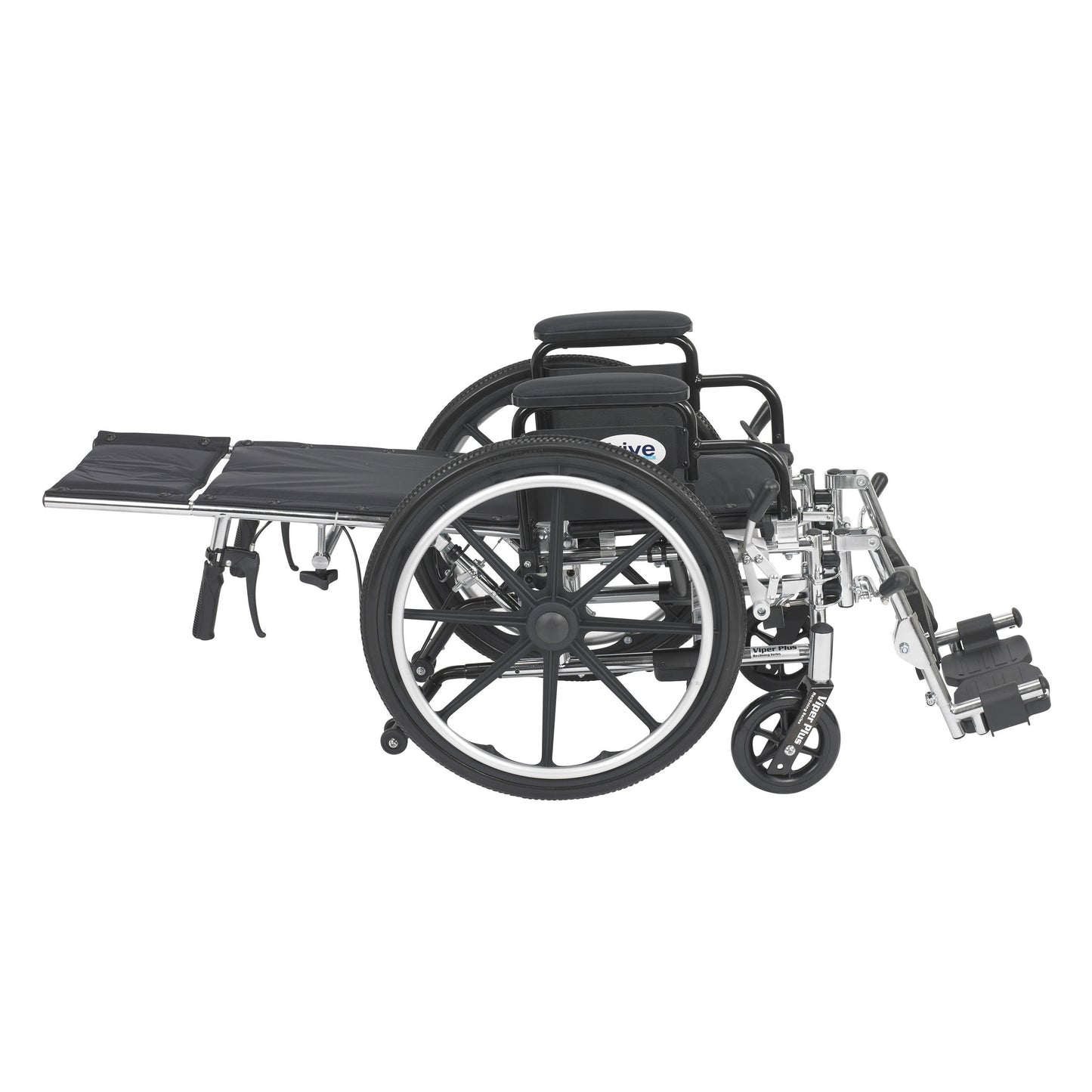 Drive Medical Viper Plus Light Weight Reclining Wheelchair with Elevating Leg Rests and Flip Back Detachable Arms, 12" Seat