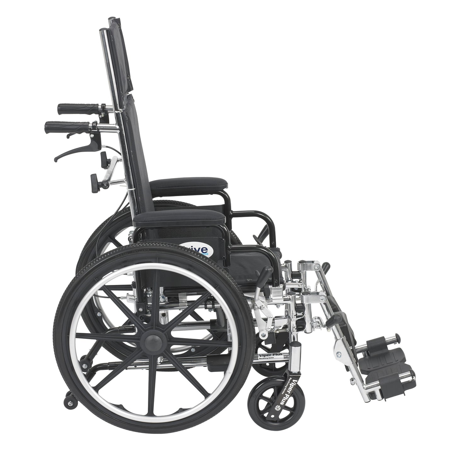 Drive Medical Viper Plus Light Weight Reclining Wheelchair with Elevating Leg Rests and Flip Back Detachable Arms, 14" Seat