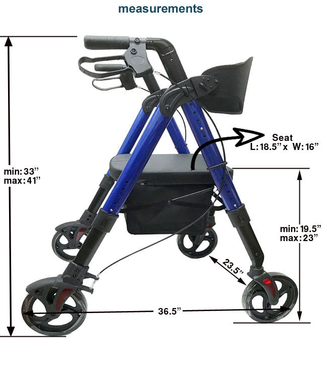 Bariatric Folding Rollator – MOBB Heavy Duty Aluminum, 500 lb Capacity, 8" Wheels