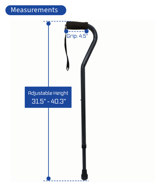MOBB Offset Cane – Lightweight Aluminum, Push-Button Adjustable, 300 lb