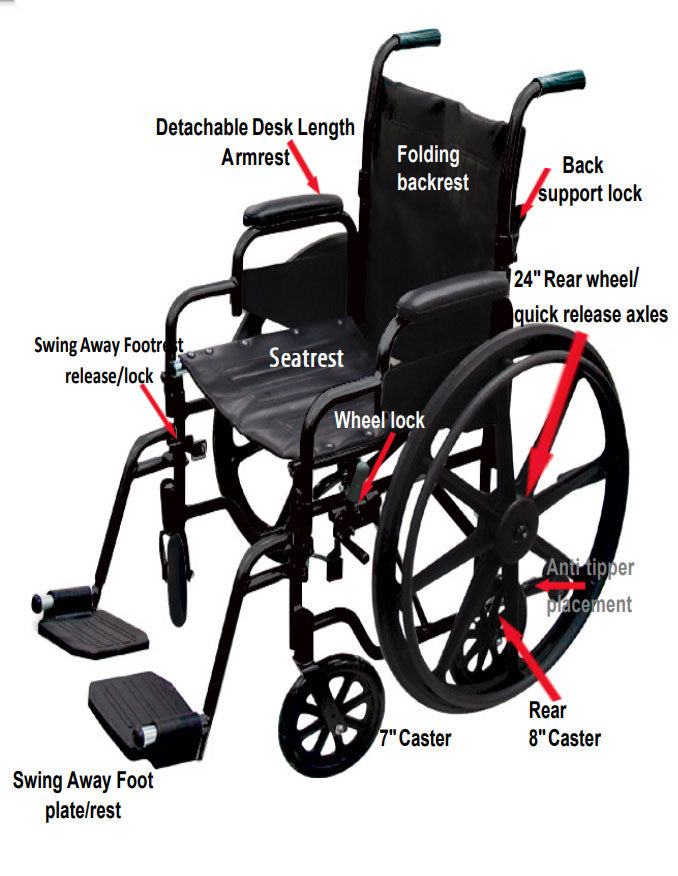 Mobb 18" Aluminum Wheelchair/Lightweight Transport Chair Duo