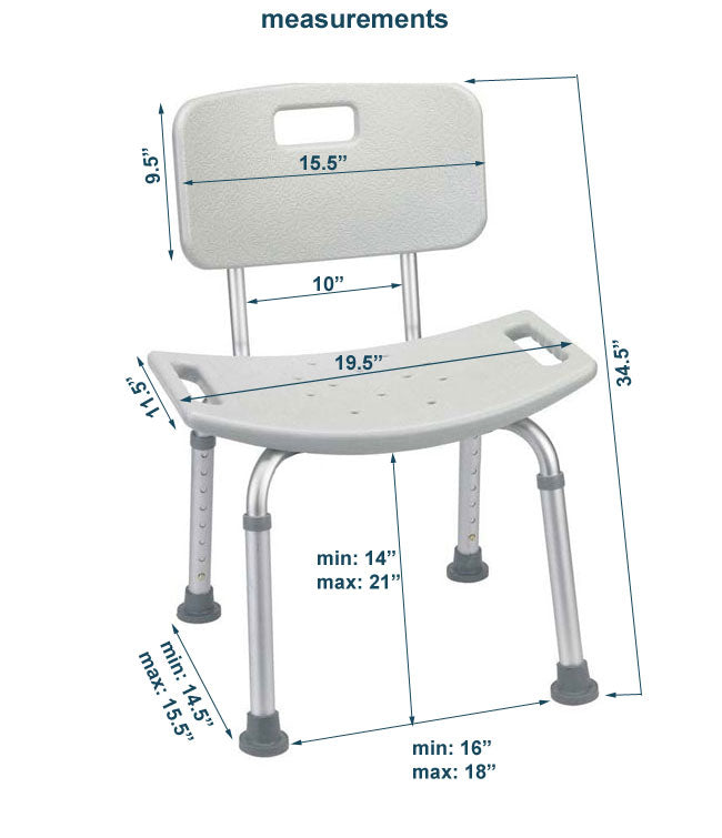 Mobb Bath Chair with Backrest – Adjustable Shower Chair with Suction Cup Feet