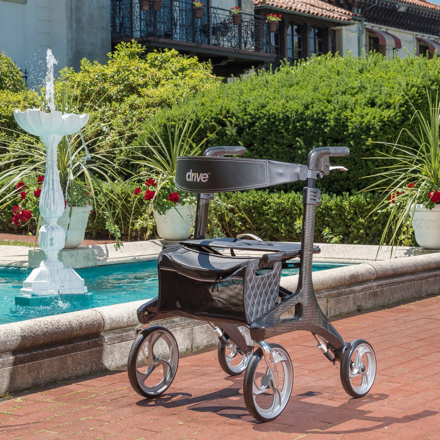 Carbon Fiber Rollator – Drive Medical Nitro Elite CF, 12 lb, 10" Casters