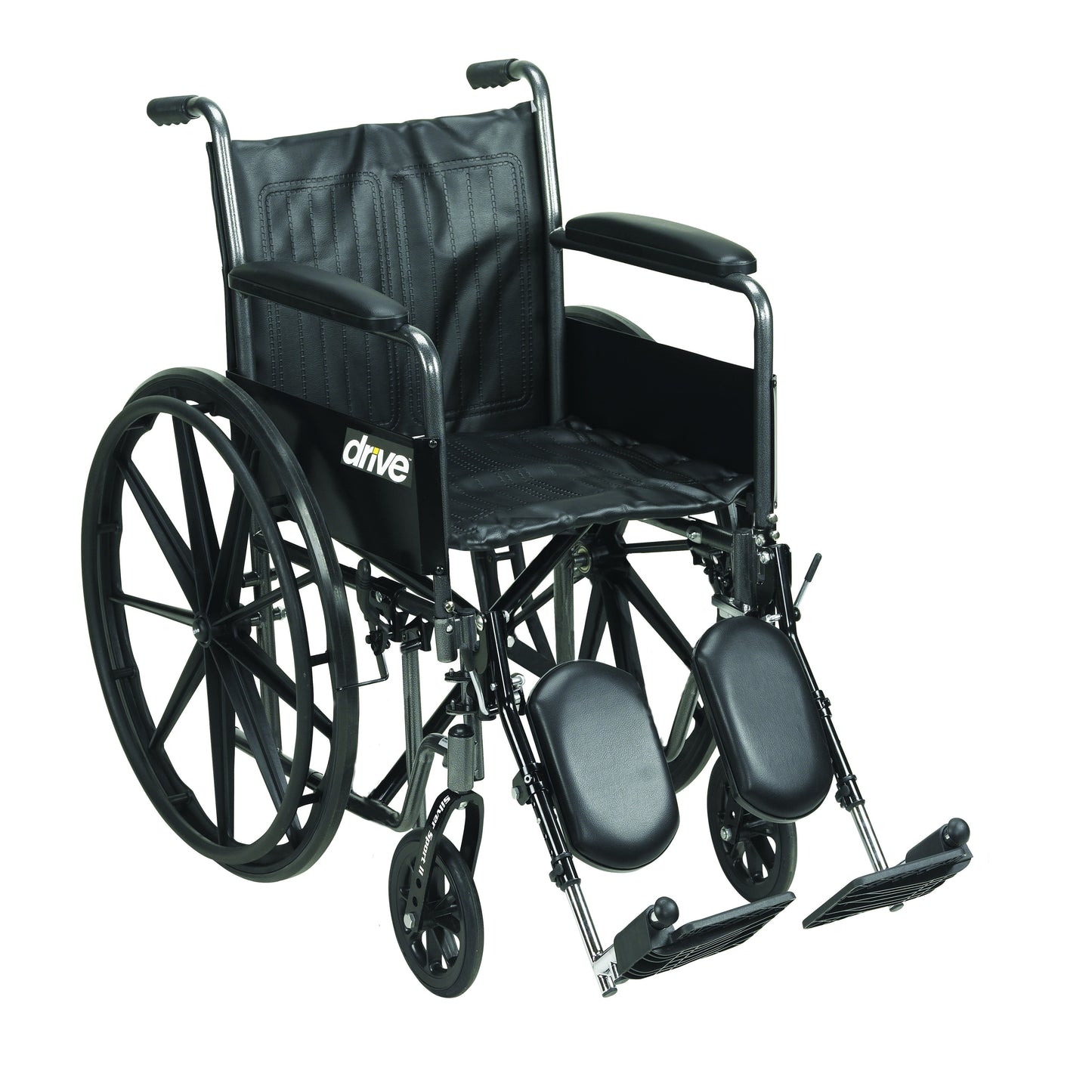 Drive Medical Silver Sport 2 Wheelchair, Detachable Full Arms, Elevating Leg Rests, 16" Seat