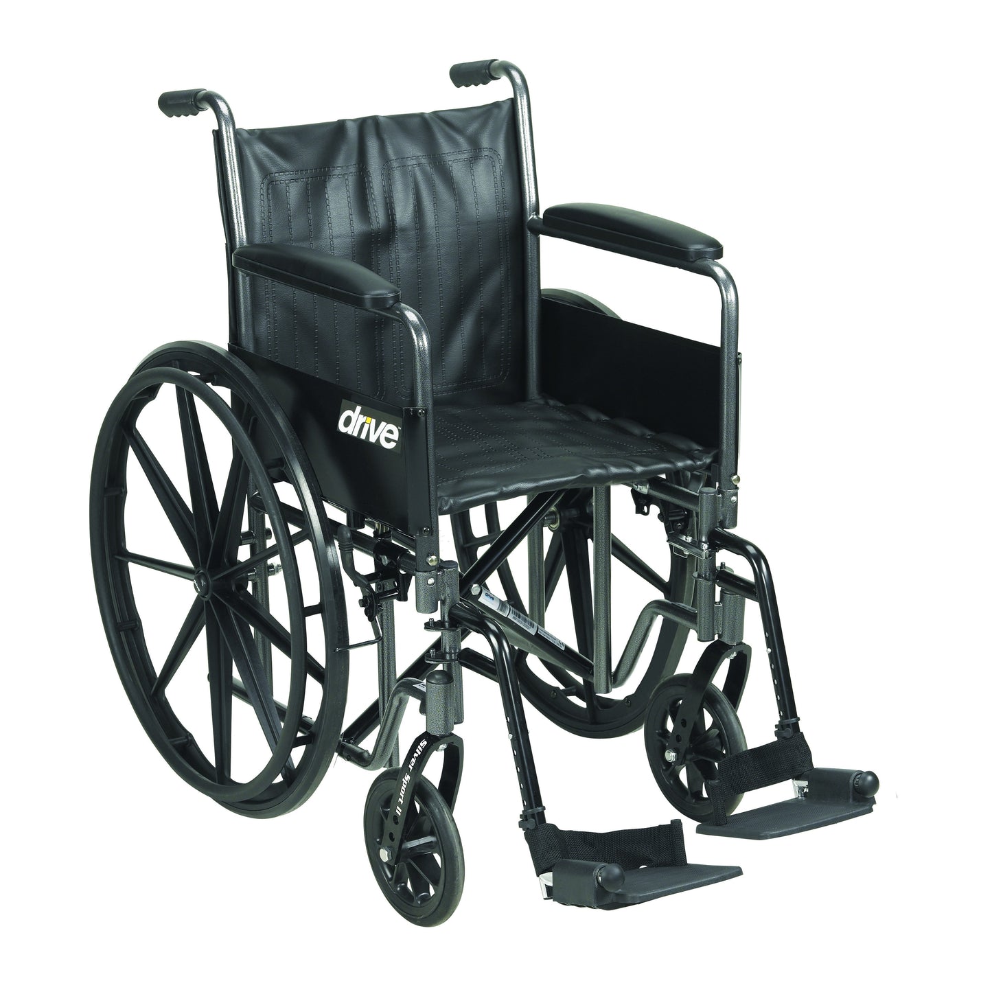 Drive Medical Silver Sport 2 Wheelchair, Detachable Full Arms, Swing away Footrests, 16" Seat