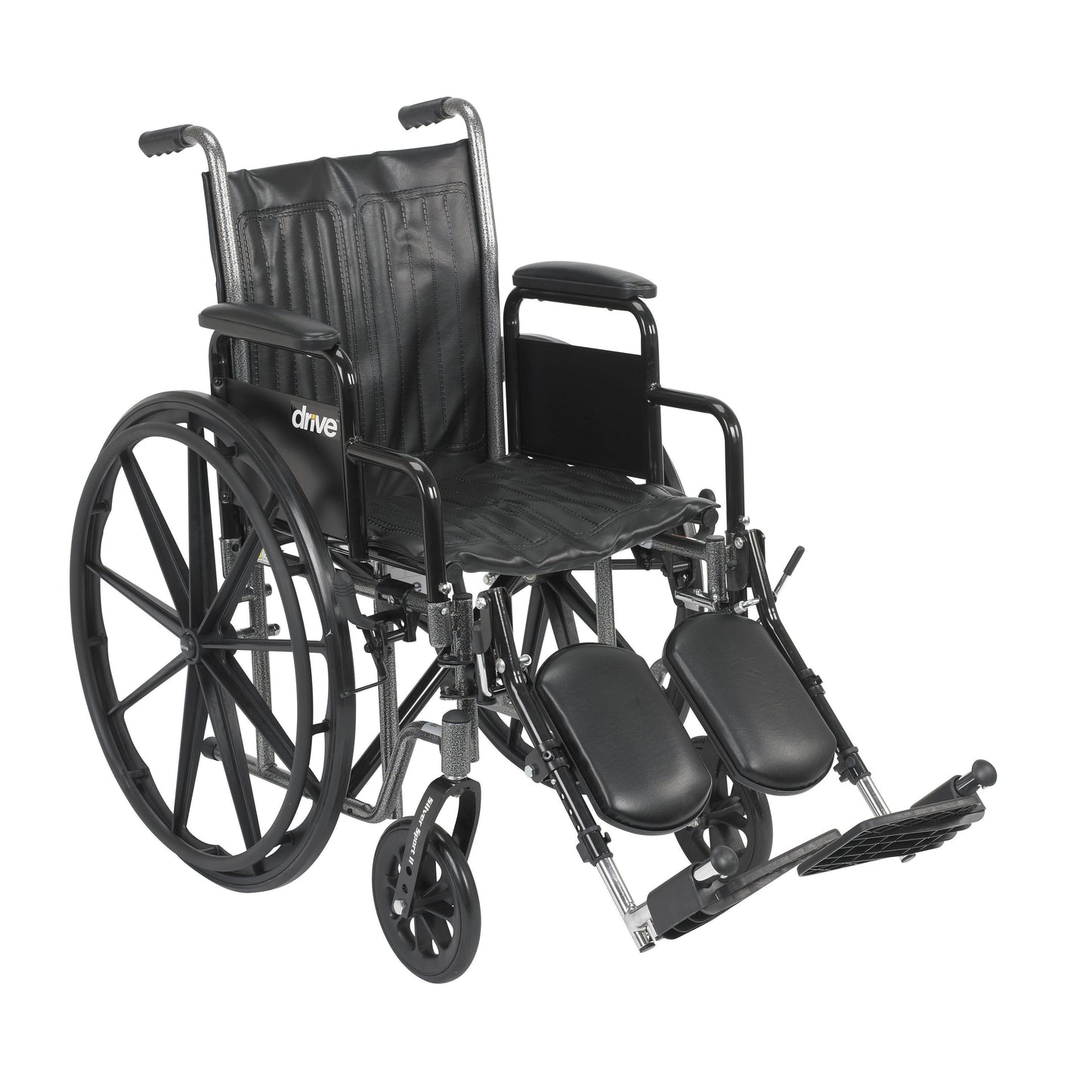 Drive Medical Silver Sport 2 Wheelchair, Detachable Desk Arms, Elevating Leg Rests, 18" Seat