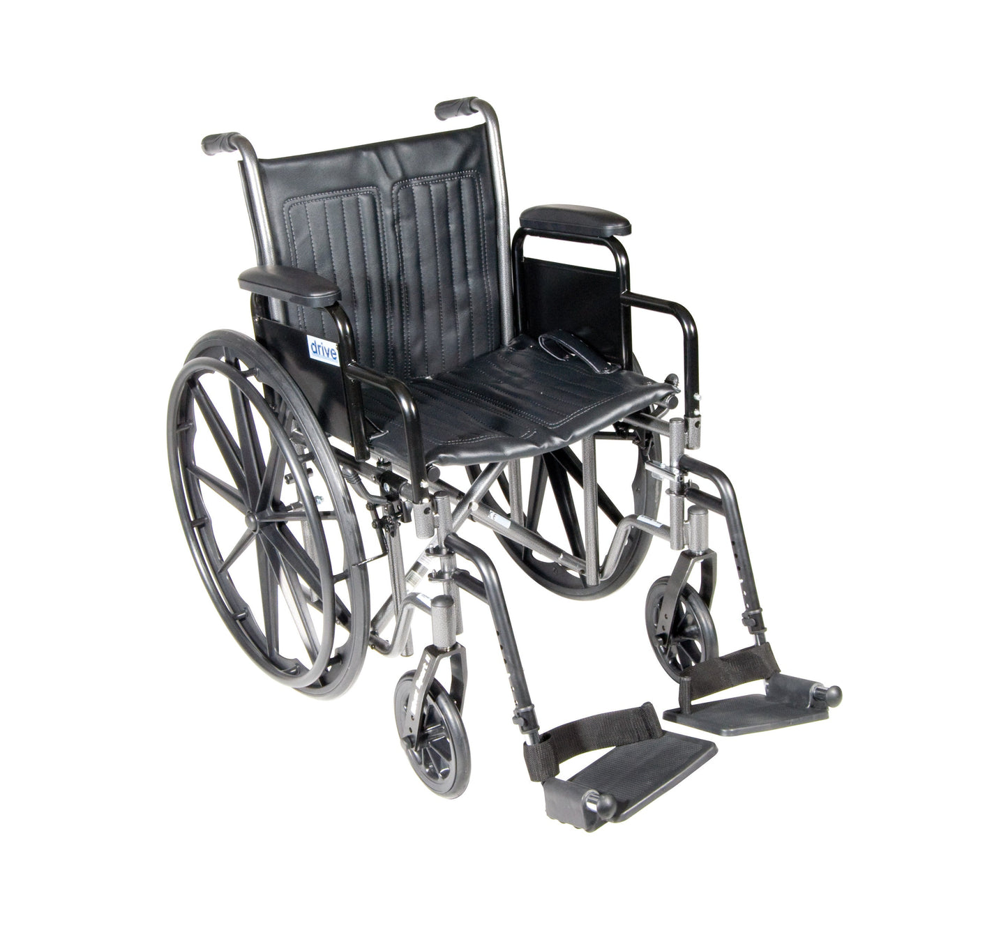 Drive Medical Silver Sport 2 Wheelchair, Detachable Full Arms, Elevating Leg Rests, 18" Seat